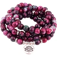 natural purple crystal chakra 108 bracelet or necklace yoga stone bracelet for women jewelry