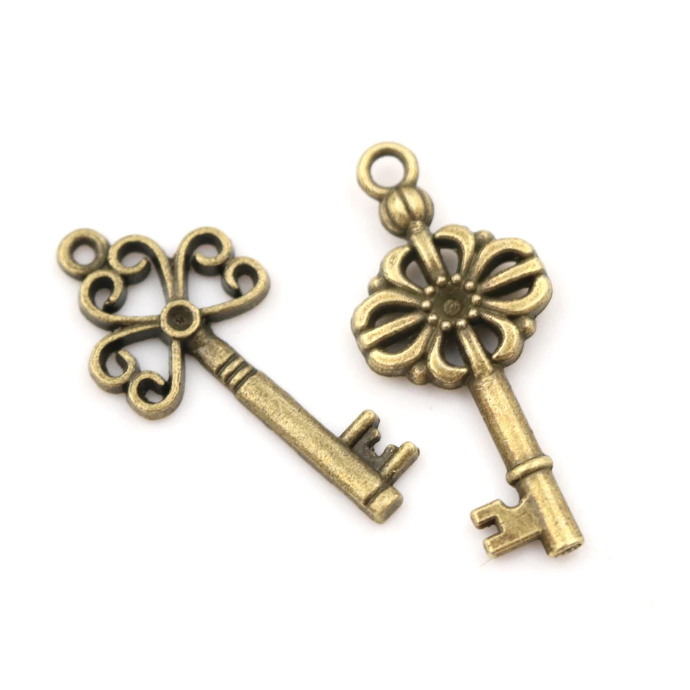 18 шт./компл. Бронзовый украшенный скелет набор ключей античное винтажное