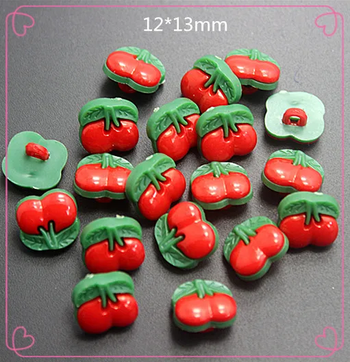 100 шт., пластиковые пуговицы в виде вишни