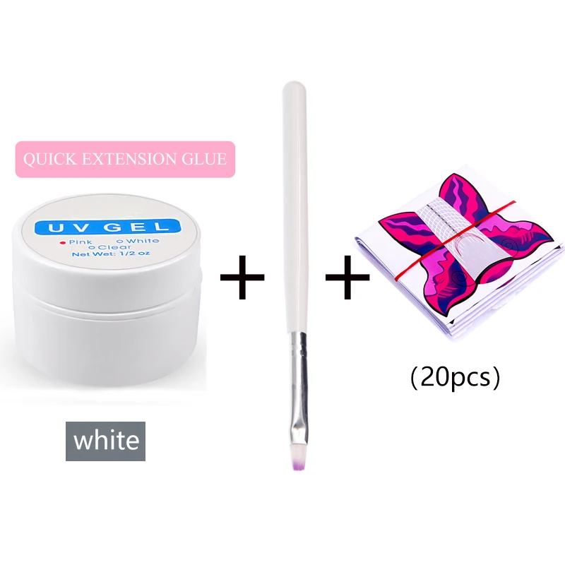 white set-04 10 шт./компл. наращивание ногтей стекловолокна ногтей Акриловые Советы Набор с наращивание ногтей гель пакет наращивание ногтей формы строительный гель - Цвет: white set-04