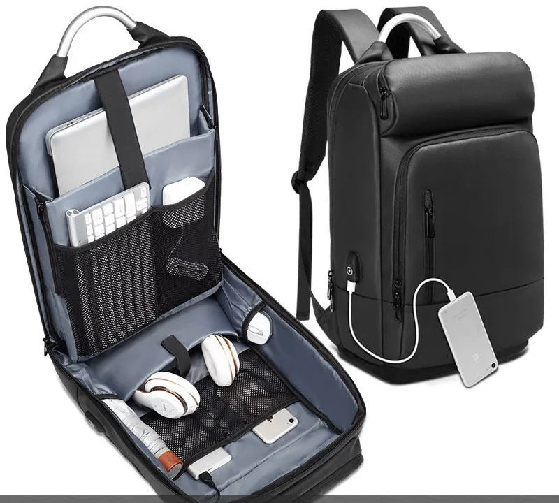 Рюкзак для ноутбука 15 6 дюйма черный деловой мужской рюкзак Mochila с USB зарядкой