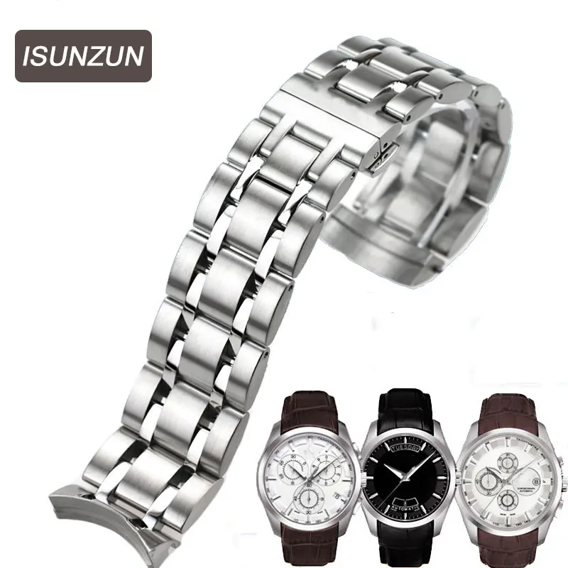 ISUNZUN Men's Watch Bands For Tissot 1853 Qutub T035 Strip Steel Watch Strap T035627A High Quality Watchband Watches Accessories
