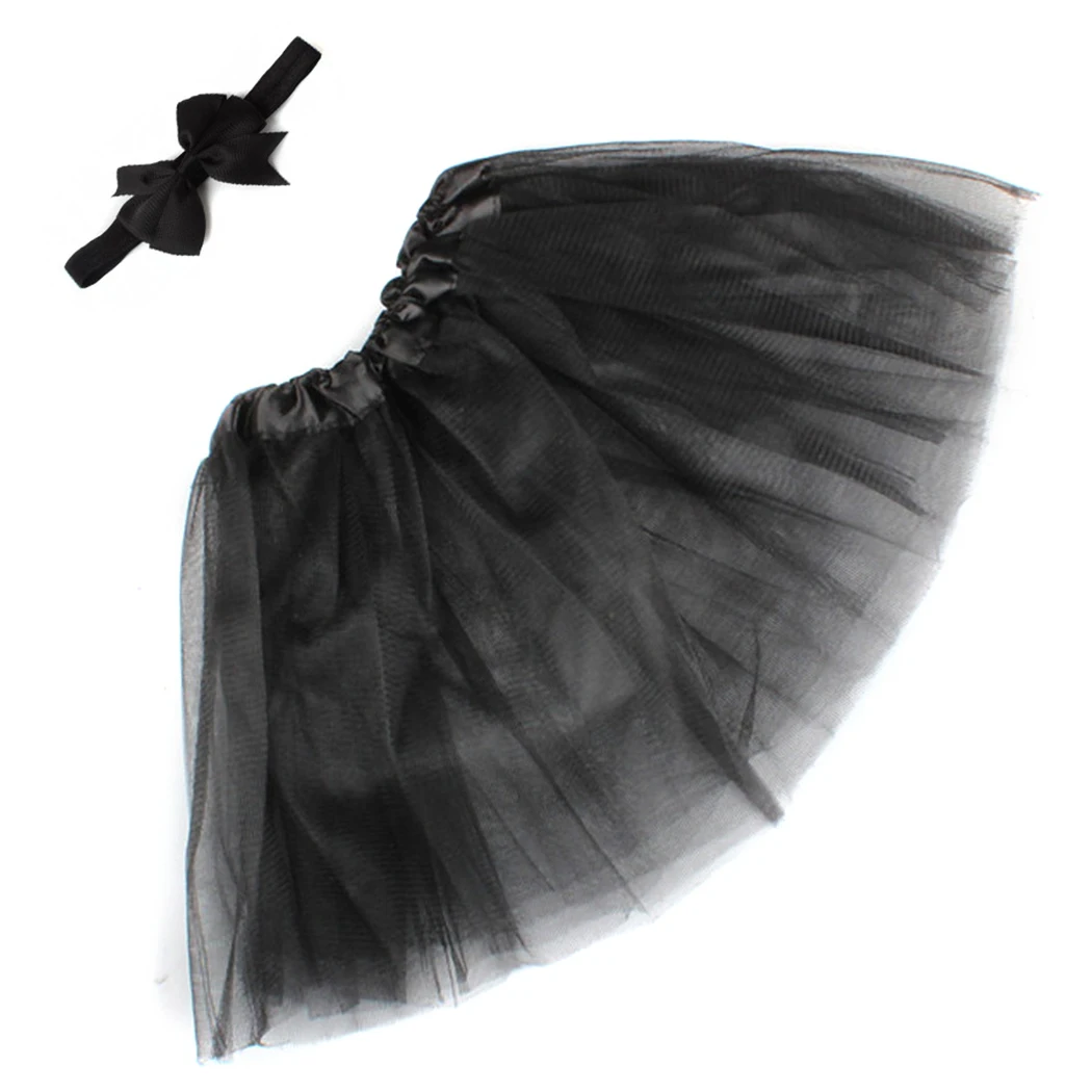 Baby Girl Skirts Newborn Mesh Tutu Skirts+Headwear Bowknot Baby Sets Christening Kid Clothes Photograph 1 Year Birthday Skirt - Цвет: Black