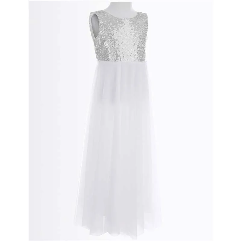 Детское торжественное платье с блестками для девочек принцессы причастия без