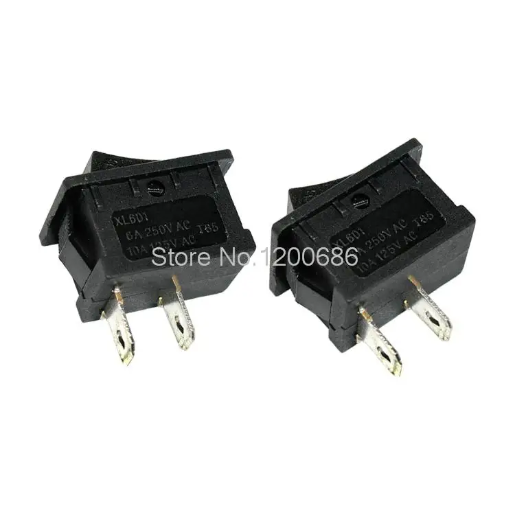 

Rocker switch 21 * 15mm black 2-pin power switch 6A / 250V boat switch feet