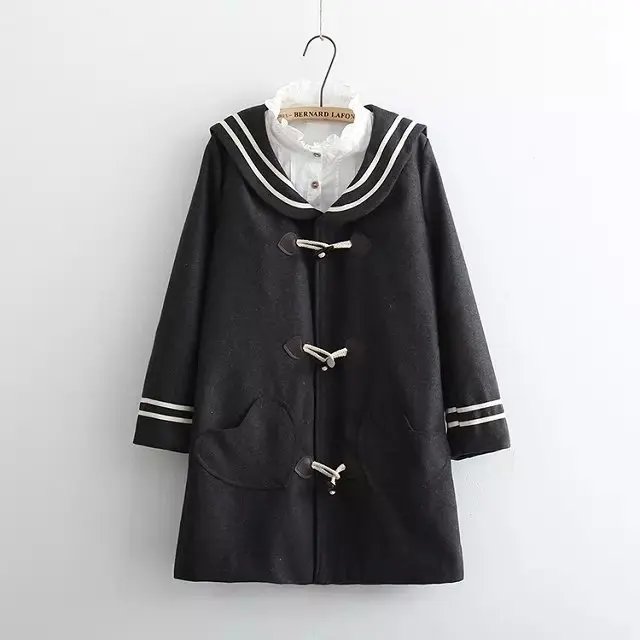 Новинка зимы для женщин шерстяное пальто с роговыми пуговицами элегантный