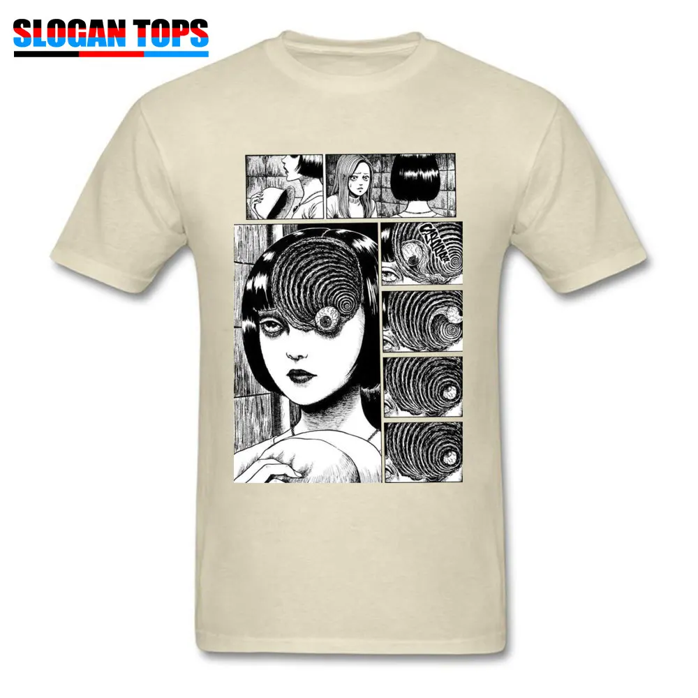 Мужская футболка Uzumaki 100% хлопок футболки Junji Ito с ужасом мангой вырезом лодочкой