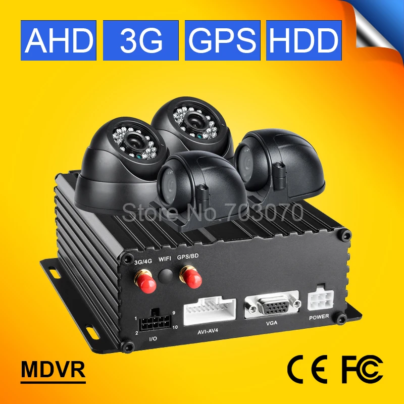 Бесплатная доставка 720P 4CH AHD 3G GPS HDD Bus Мобильный Dvr 4 шт. комплекты камер ночного