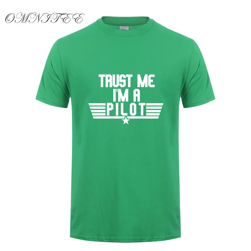 as picture Omnitee Trust Me I'm A Pilot Футболка мужская короткий рукав хлопок Самолет футболки для водителя Мужская одежда Camisetas рубашка OT-737 - Цвет: as picture