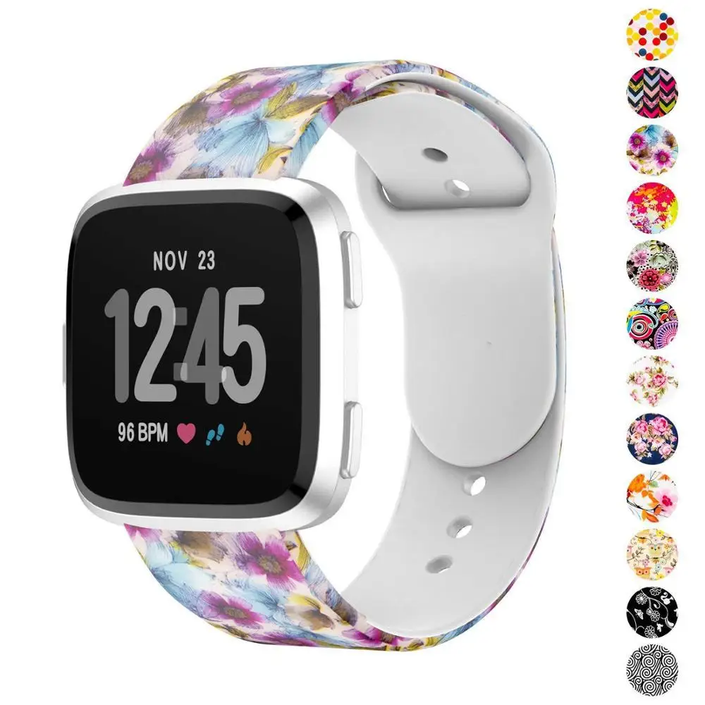 Ремешок с цветочным принтом для Fitbit Versa Band, силиконовые в форме цветка Браслет Fitbit Versa сменные браслеты браслет Ремешки для наручных часов - Цвет ремешка: Love of Butterfly