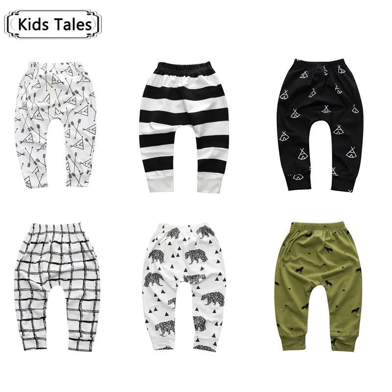 Весенние шаровары для маленьких мальчиков и девочек брюки с геометрическим