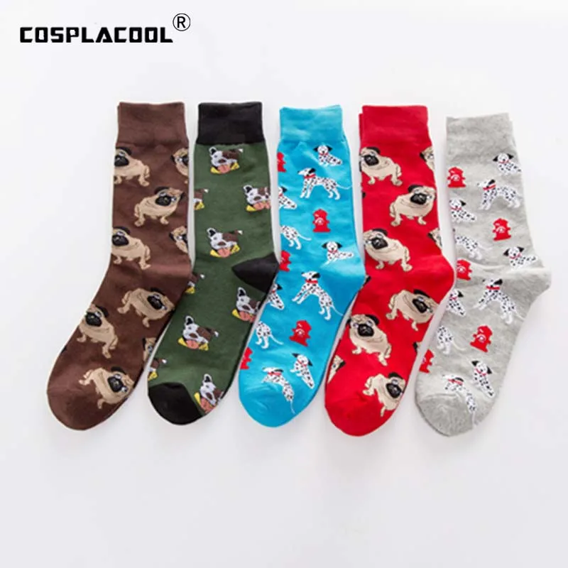 

[COSPLACOOL]Style Harajuku Pug Dog Funny Happy Socks Hip Hop Men Calcetines Skarpetki Creative Men Socks Crew Chaussette Hombre