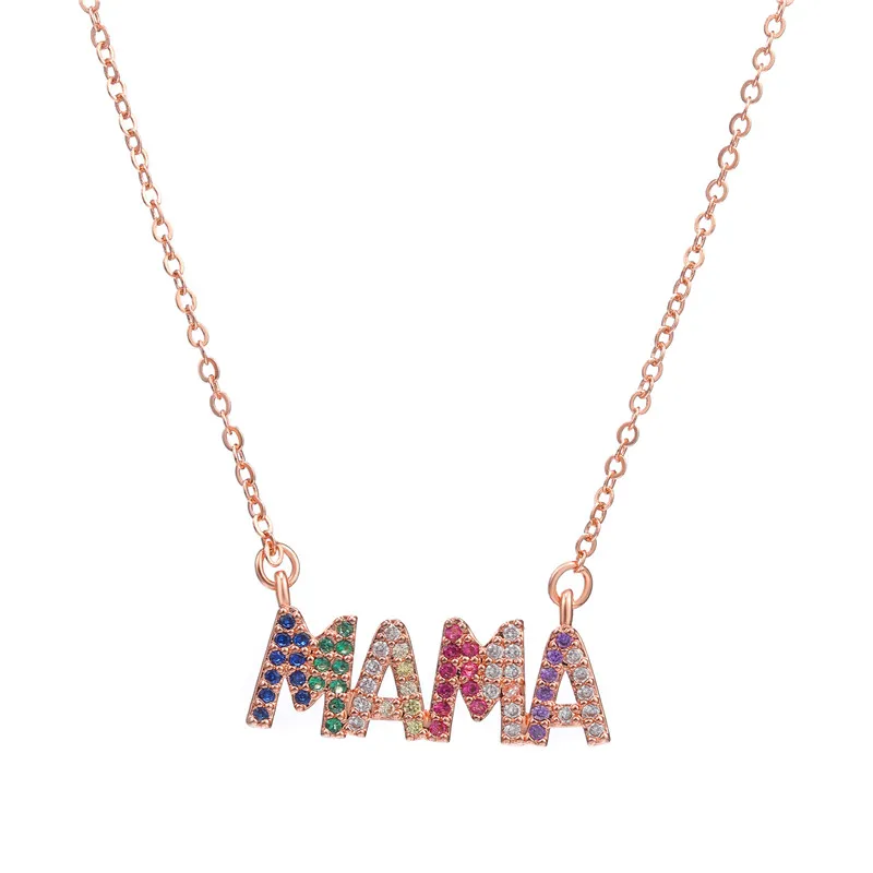 Ожерелье с подвеской и надписью Mama Mom Mommy CZ Подарочная коробка для мамы семейные
