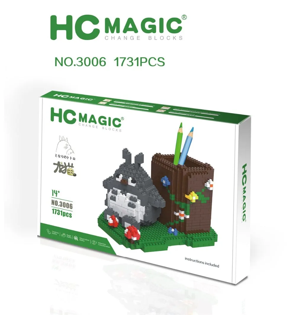 Мини-кубики HC Мультяшные Строительные кирпичи для детей игрушка Тоторо аниме