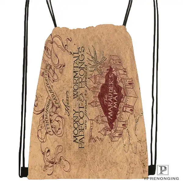 Пользовательский рюкзак marauders_map _ Drawstring сумка милый детский (Черная задняя часть)