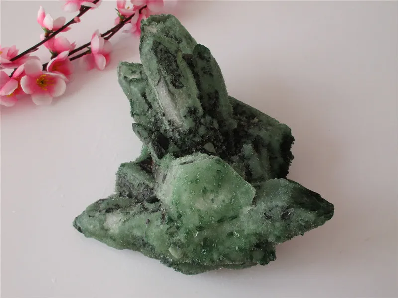 Unique Natural Green Crystal Cluster Skeletal Quartz Point Wand Mineral Healing Druse Vug Specimen Stone | Дом и сад