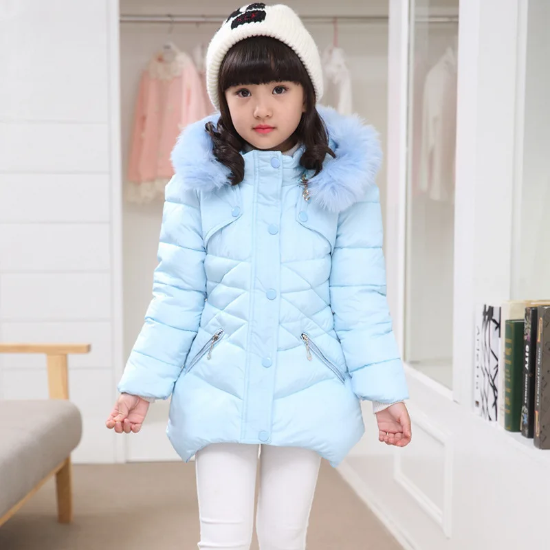 Fashion Winter Children's Clothing Kids Down Cotton Outerwear Girls Wadded Jacket Child Medium-long Thick Cotton-padded Coat |