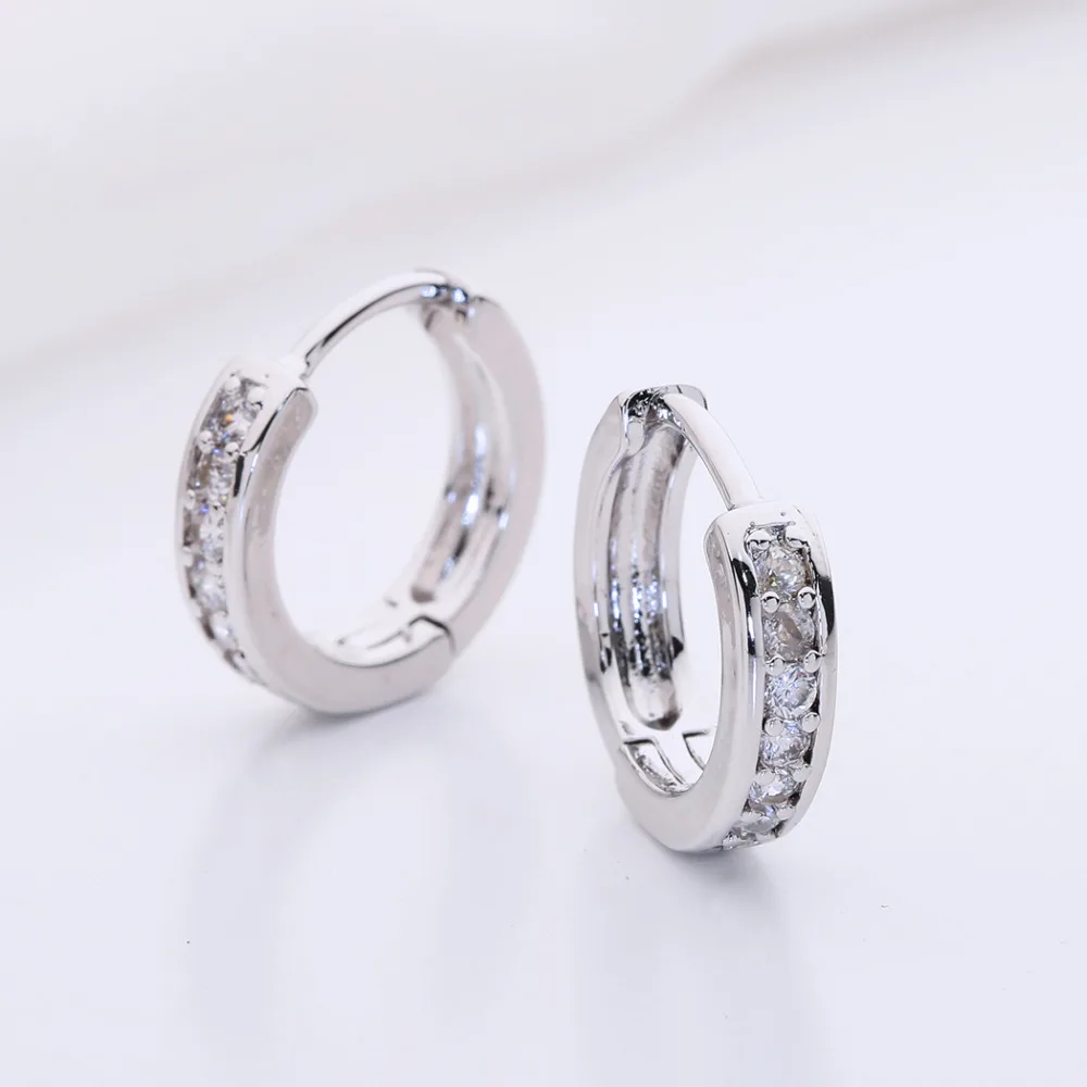 Kinitial 1 Pair Малый Хооп Серьги 24 К Золота Кубического Циркония Круглые Обруча