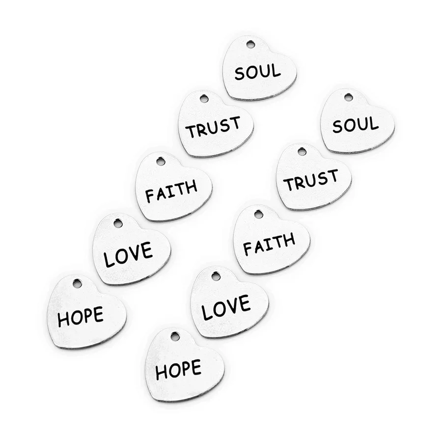 Подвеска для ожерелья Ckysee 5 шт./лот серебристого цвета с надписью Faith Hope Love из