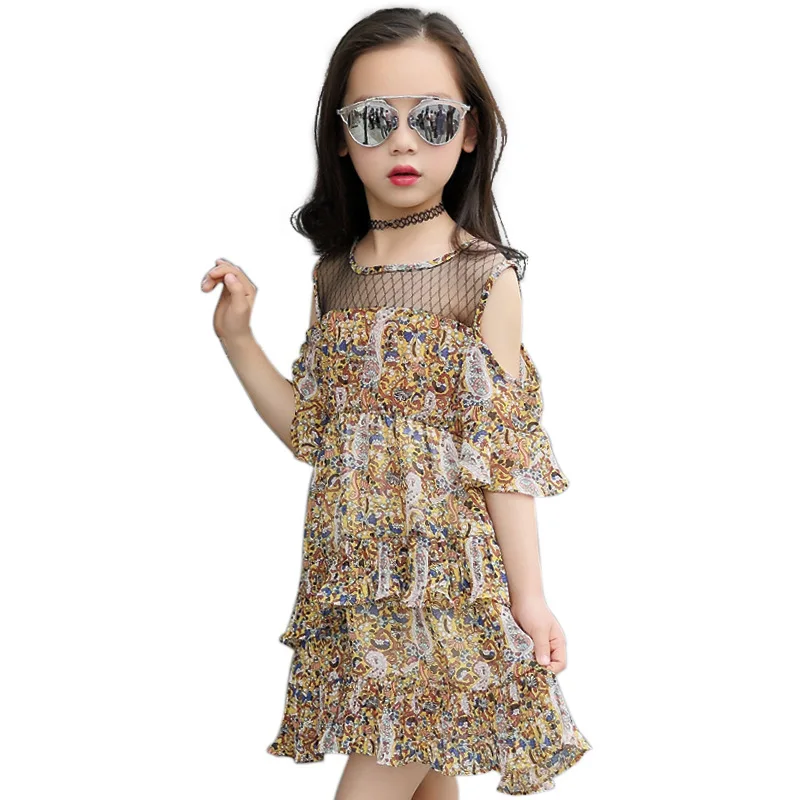 2018 дети Джокер платье Летняя Одежда для девочек принцессы с цветочным принтом