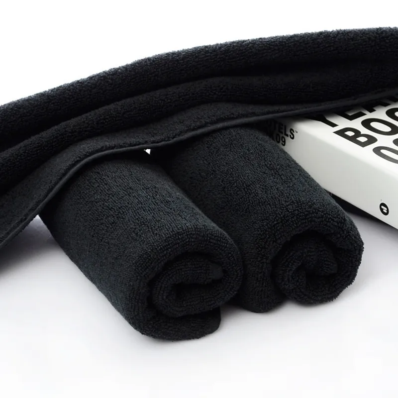 35*75cm Black Towels Solid Cotton Face Towel Hotel Bathroom Beauty Parlor Home Drying Soft Washcloth for Women Adults New|Полотенца для