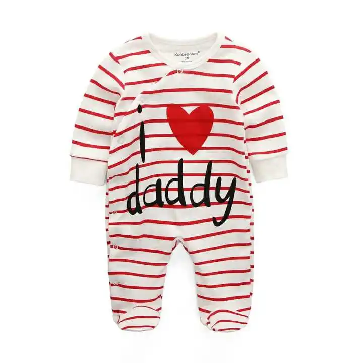 i love daddy Детские комбинезоны для новорожденных мальчиков и девочек; цельнокроеная одежда в полоску с надписью «i love mommy»; детские зимние пижамы; ropa bebe; одежда - Цвет: i love daddy
