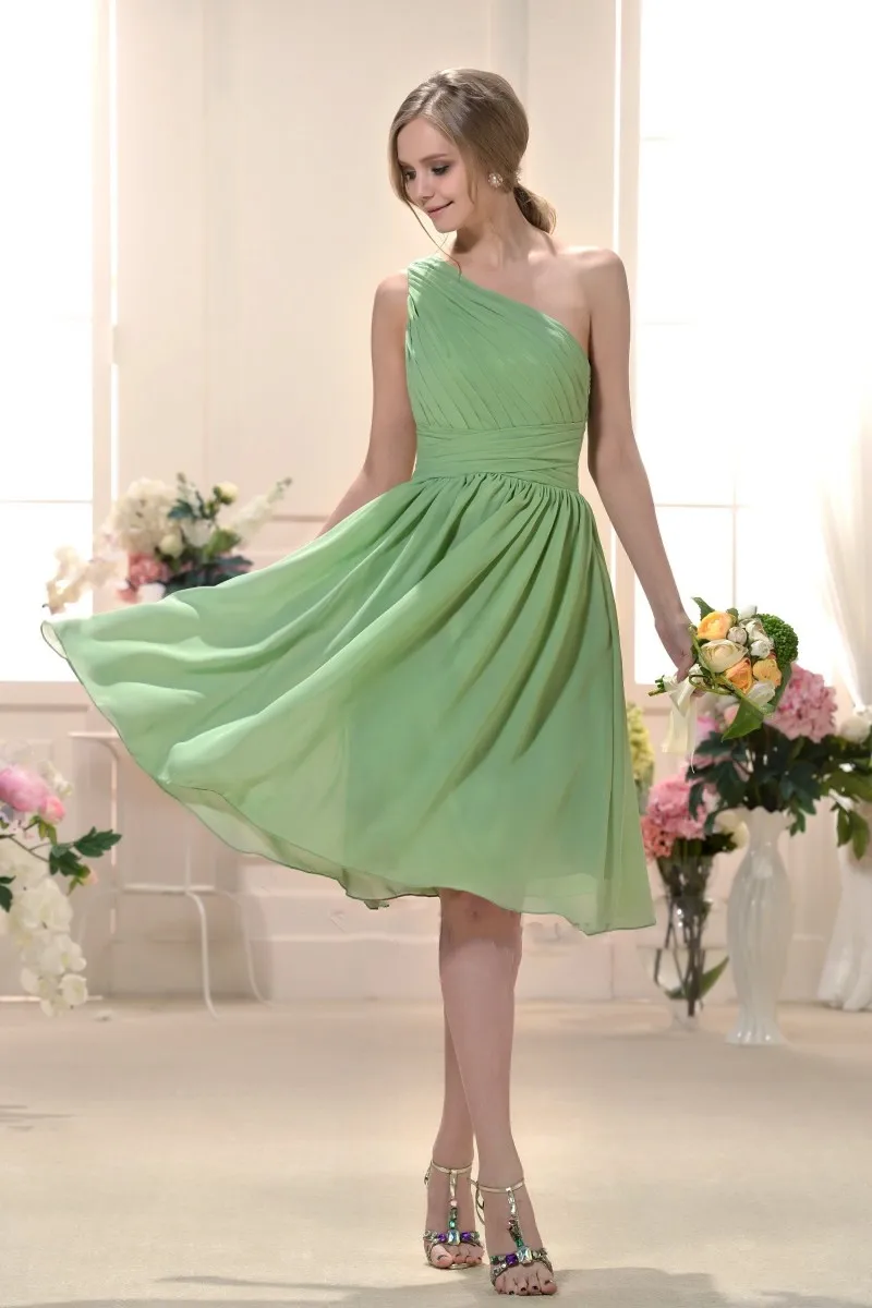 2017 Новые Прибытия Платья Невесты Дешевые Колен Одно Плечо Свадебные Вечернее