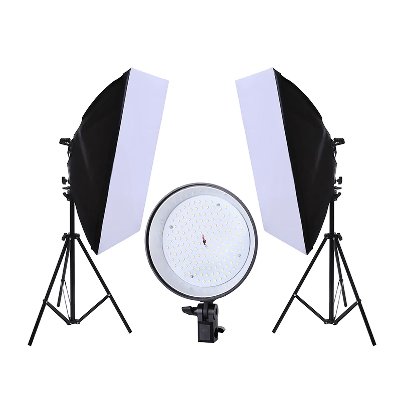 

Набор светодиодный одного светильник для фотостудии, 2 держателя светодиодный Ной лампы + 2 софтбокса 50*70 см + 2 стойки по 2 м, фотооборудование