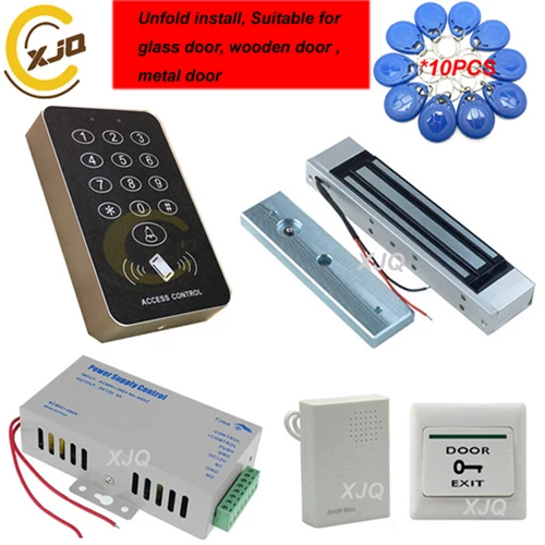 Kit4 XJQ RFID Клавиатура система контроля допуска к двери комплект Электрический магнитный электронный дверной замок+ блок питания+ 10 шт брелоков полный комплект - Цвет: Kit4