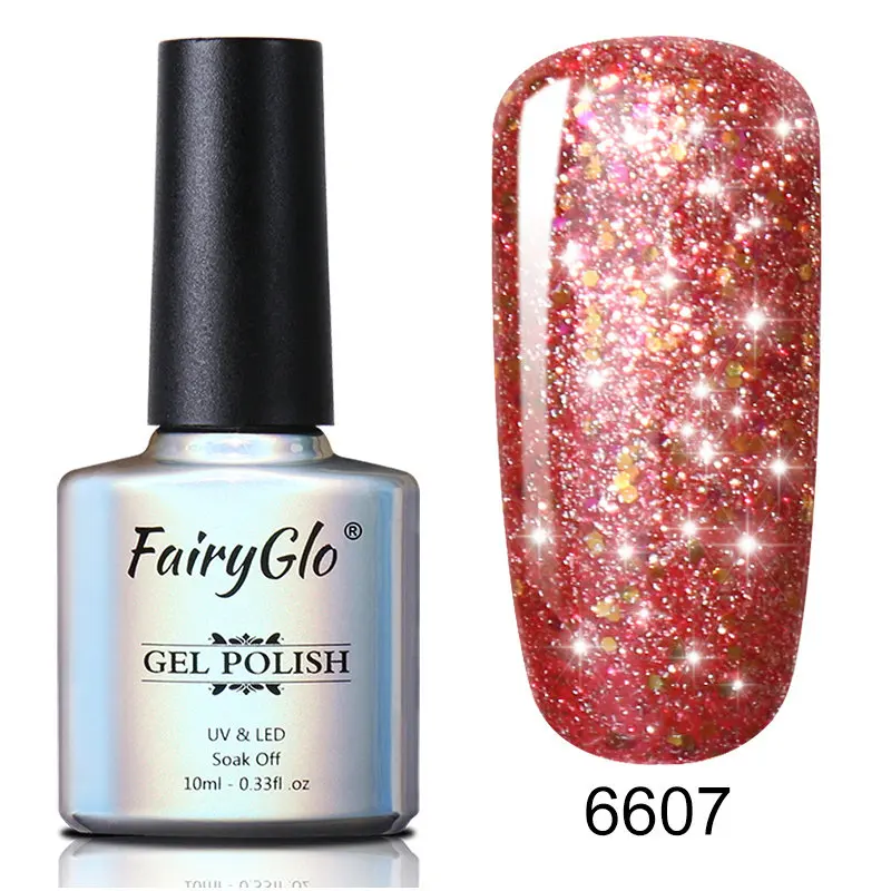 FairyGlo, 10 мл, Звездный Гель-лак для ногтей, супер яркий цвет, Гель-лак, блестящий, замачиваемый, УФ, светодиодный, Полупостоянный, геллак, Lucky ink, Shilak - Цвет: 6607