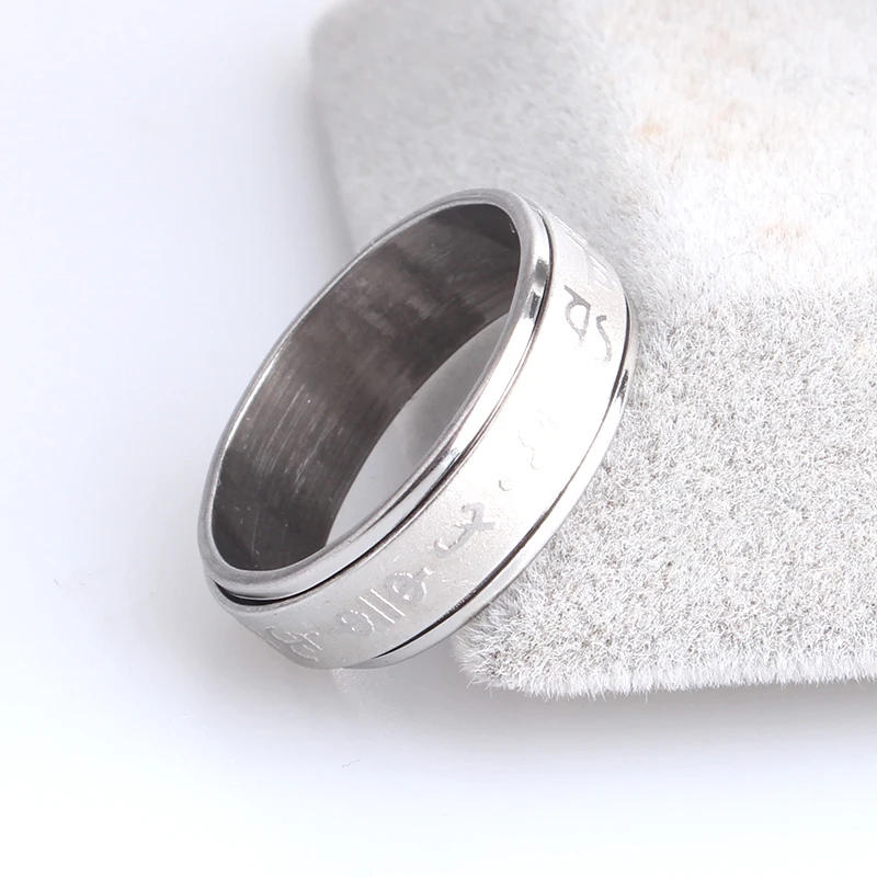 Женские кольца из нержавеющей стали 316L с ринестонами "Шесть слов" вращающиеся гиперболы для предупреждения о жизни, оптом.