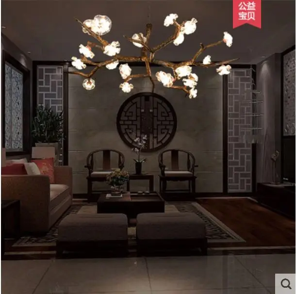 Natural style Chinese chandelier branches plum blossom theme restaurant box tea house Zen room engineering lamp | Лампы и освещение
