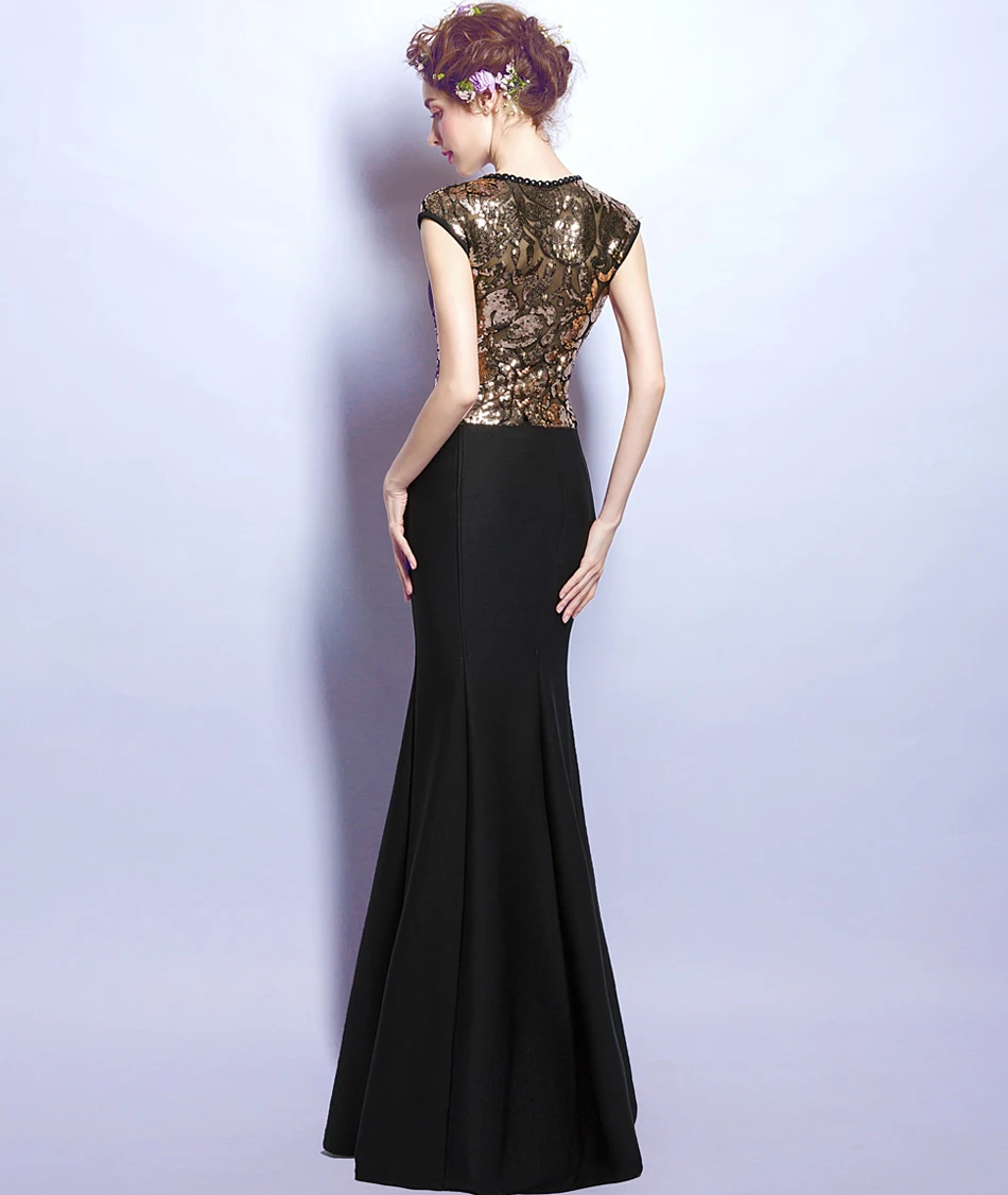 

v neck cap sleeves mermaid evening dress long 2017 party gowns vestido de festa robe de soiree custom make size 0 free shipping