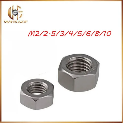 H054 50 шт. DIN934 шестигранные гайки из нержавеющей стали HW009 M2 M2.5 M3 M4 M5 M6 M8 M10 304