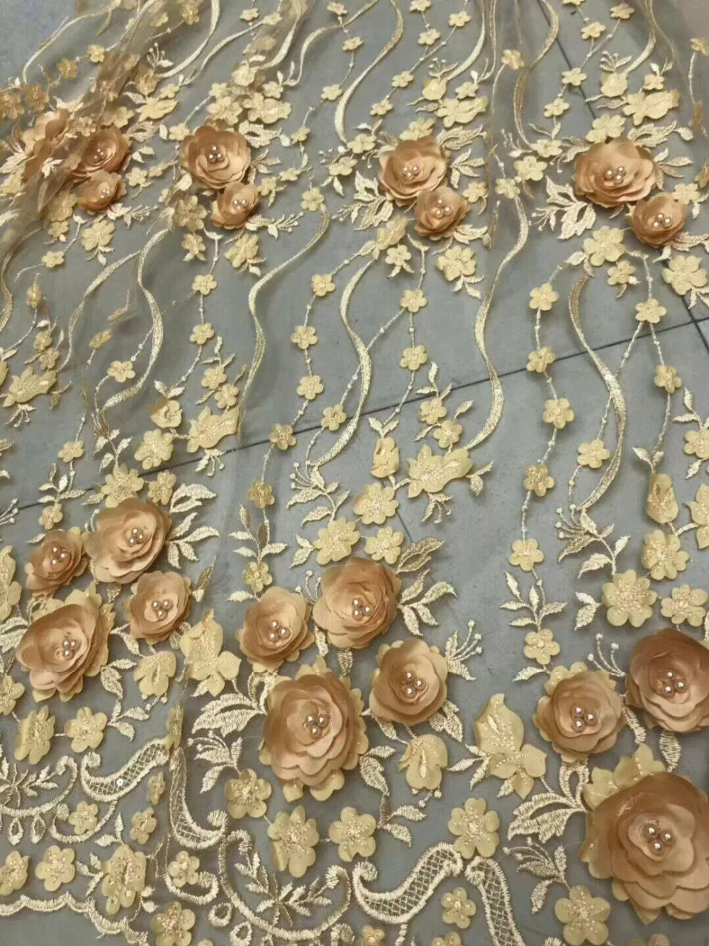 Уникальная африканская французская кружевная ткань с 3D аппликацией и бисером