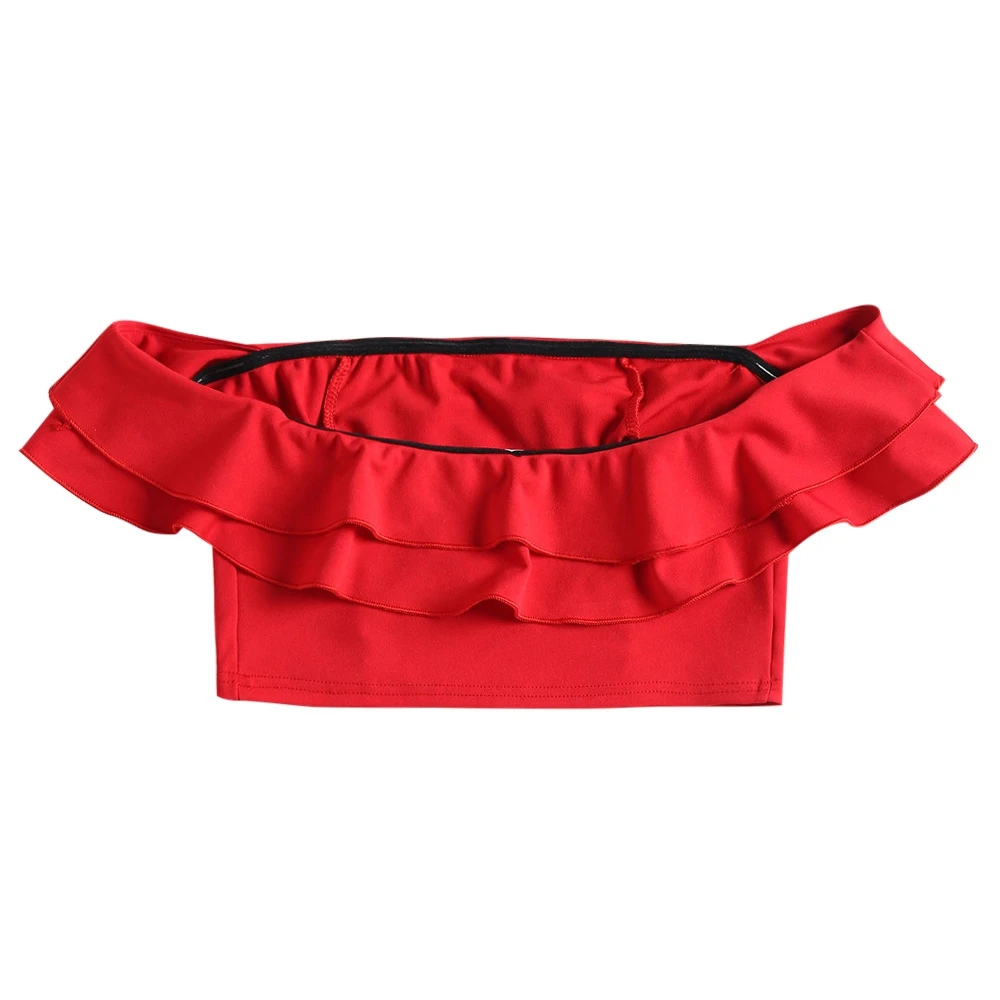 Пикантные с открытыми плечами Для женщин s Топы и блузки оборками Tierd 2018 Блузы