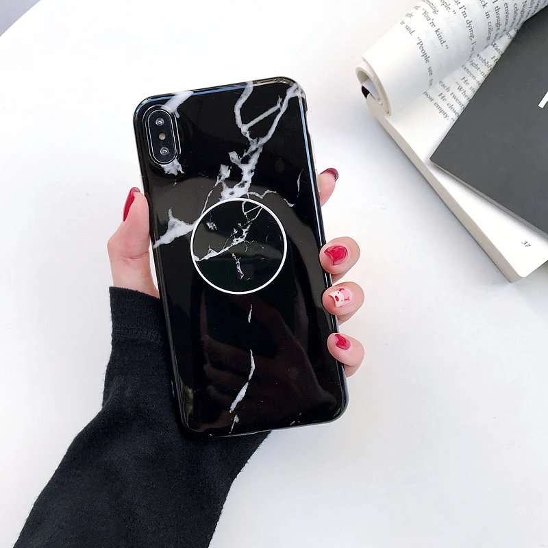 Модный Простой Мраморный Чехол-подушка безопасности для iPhone 7 чехол глянцевая