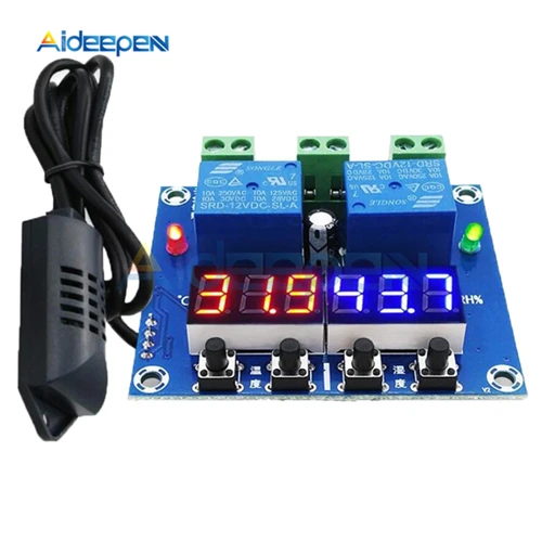 Blue XH-M452 DC 12 В термостат контроль температуры и влажности светодиодный цифровой термометр контроллер гигрометра релейный модуль - Цвет: Blue