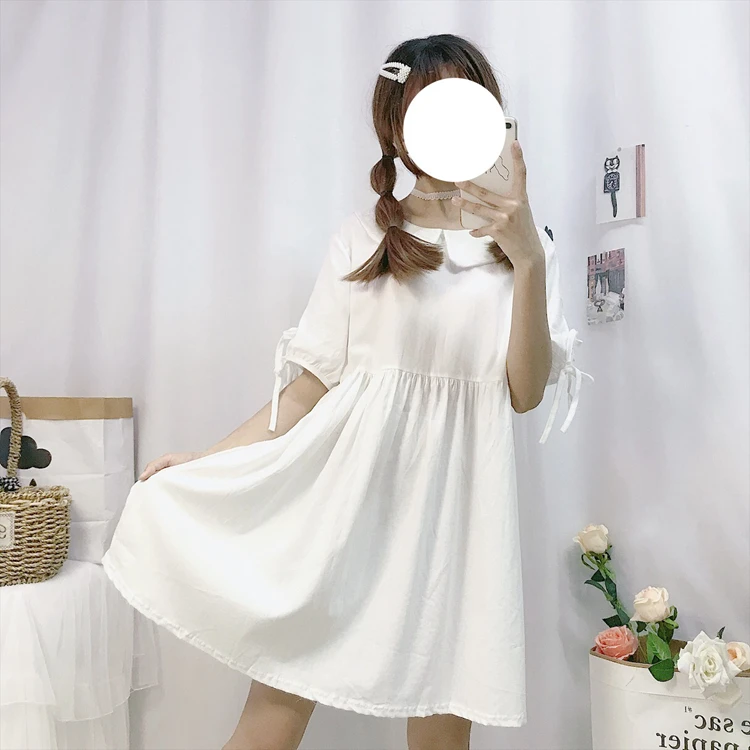 Платье kawaii в японском стиле милое платье с короткими рукавами и воротником Питер