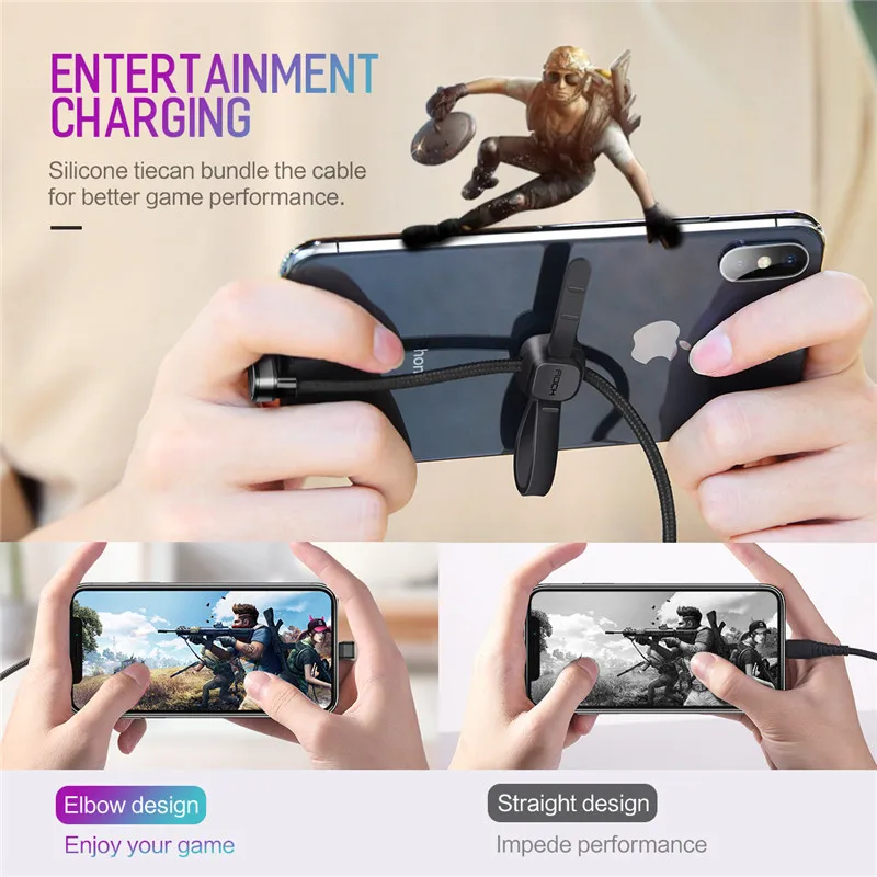 ROCK USB кабель для iphone игровой быстрой зарядки Шнур X 8 7 6 5 6s plus адаптер телефонный
