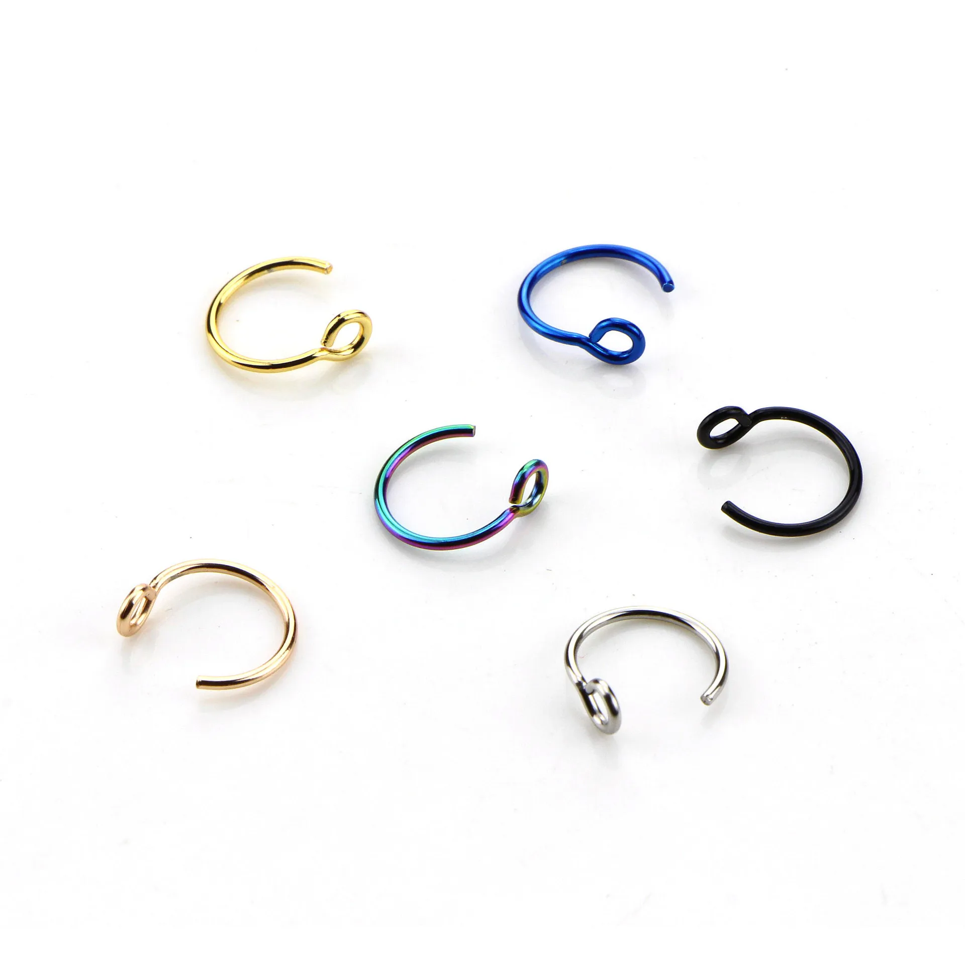 6 шт./компл. кольцо с молочным камнем из нержавеющей стали поддельное для носа