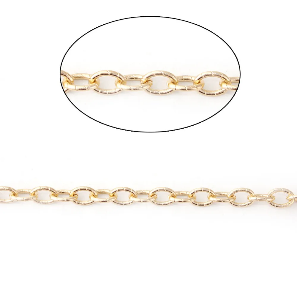

DoreenBeads Aluminum Light Golden Open Link Cable Chain Findings DIY Jewelry Making Components 10x7mm( 3/8" x 2/8"), 3 M