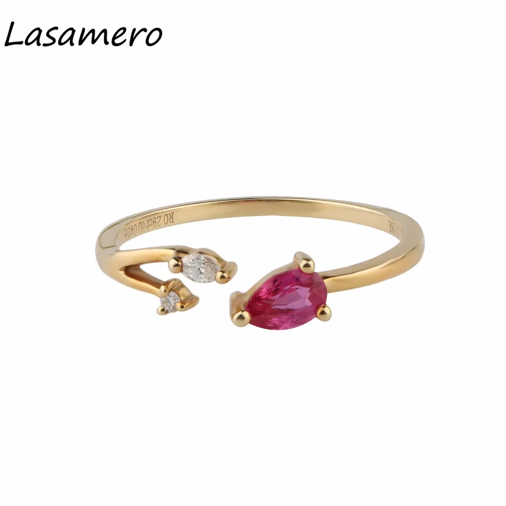 LASAMERO перламутровая огранка 0.3CT натуральный рубин в форме капли воды 18k розовое