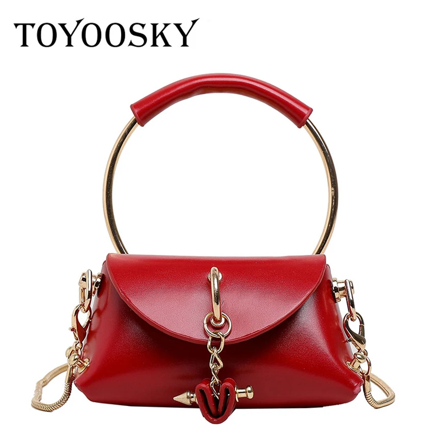 

TOYOOSKY Fashion Bag Ring Handle Messenger Bag Women Designer Luxury Handbag Mini Shoulder Bag Female PU Leather Bag Purse
