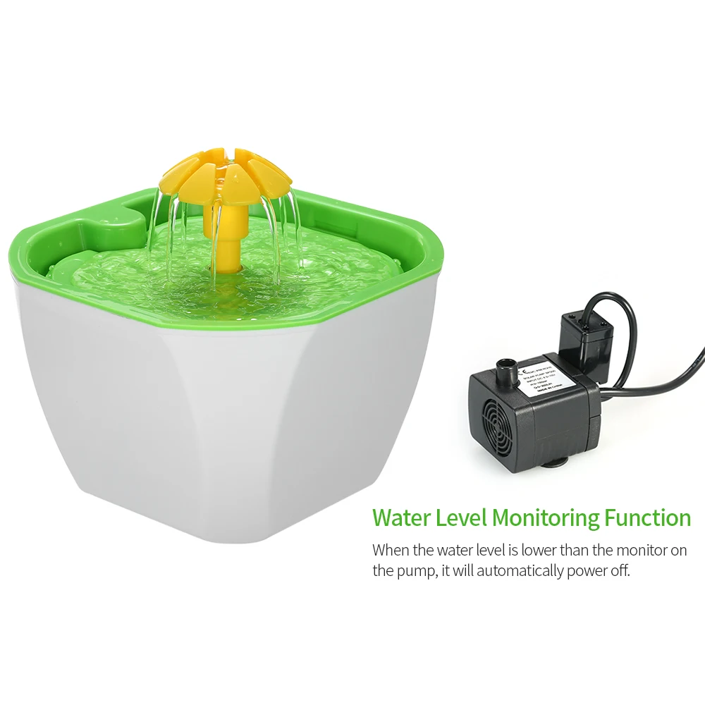 

1.6LCat Water Fountain Automatic Cat Flower Water Dispenser Auto Cycle with Filter Pump for Cats Dogs Pet Water Fountain Bowl
