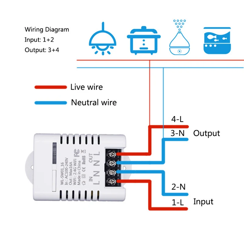 WiFi умный переключатель дистанционного управления DIY модификация 16A Tuya/приложение