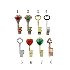 Флеш-накопитель с кристаллом 128 ГБ, металлическое бронзовое сердце флеш-накопитель в виде ключа USB 2,0 флешка, флеш-накопитель 16 ГБ 8 ГБ 4 ГБ, Usb флеш-накопитель