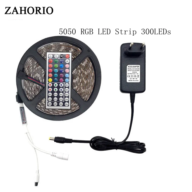 Горячая 5 м/рулон IP65 Водонепроницаемый 150 300 Светодиодная лента м 10 SMD5050 RGB + 24/44 ключ