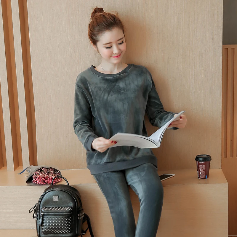 Костюм для беременных женщин осень зима бархатные толстые спортивные штаны