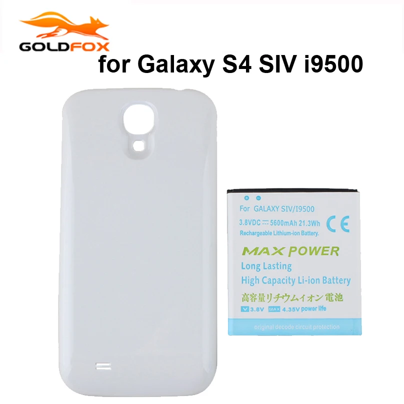 

High Capacity 5600mAh Extended Backup Thicker Battery with White Back Case Cover For Samsung Galaxy S4 SIV i9500 I9508 I9505